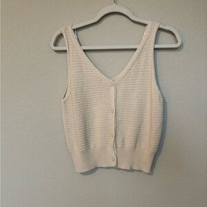Cream sweater vest cardigan top